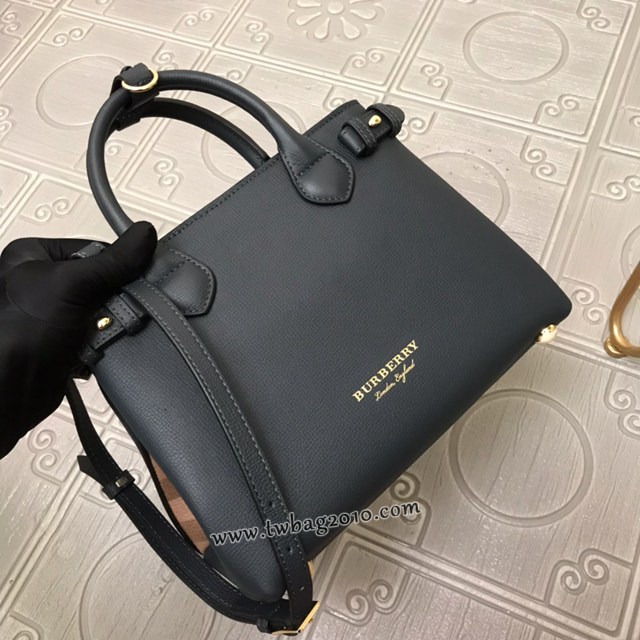 Burberry專門店新款小號藍色托特包 巴寶莉粒面小牛皮女士手提肩背包 yxb1015
